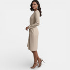 Women's Elegant V-Neck A-Line Midi Dress