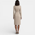 Women's Elegant V-Neck A-Line Midi Dress