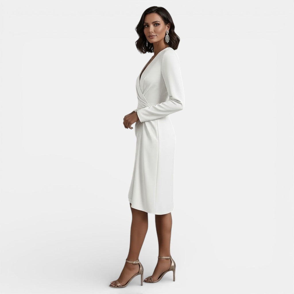 Women's Elegant V-Neck A-Line Midi Dress