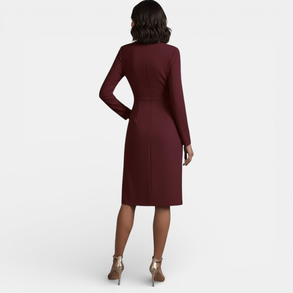 Women's Elegant V-Neck A-Line Midi Dress