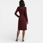 Women's Elegant V-Neck A-Line Midi Dress
