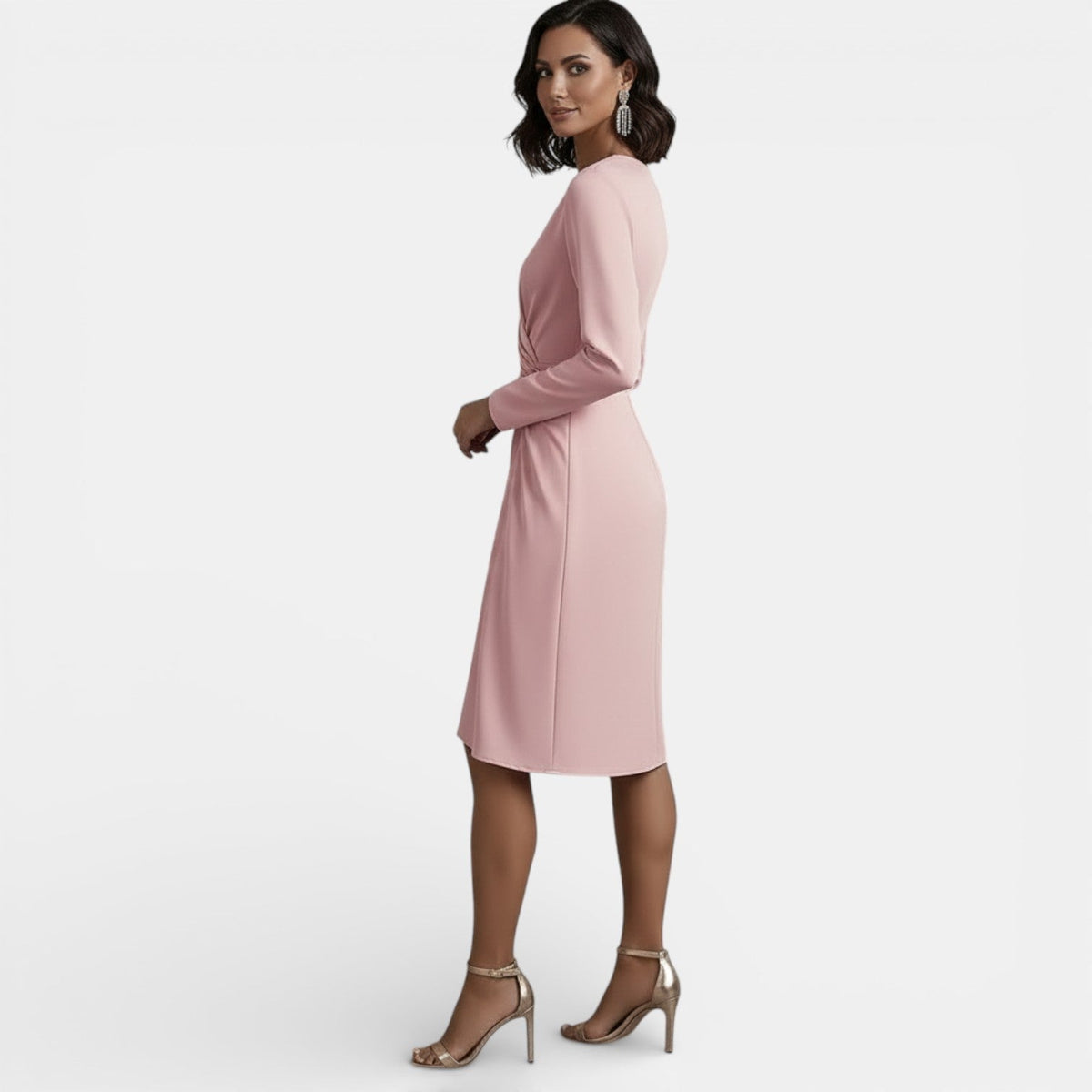 Women's Elegant V-Neck A-Line Midi Dress