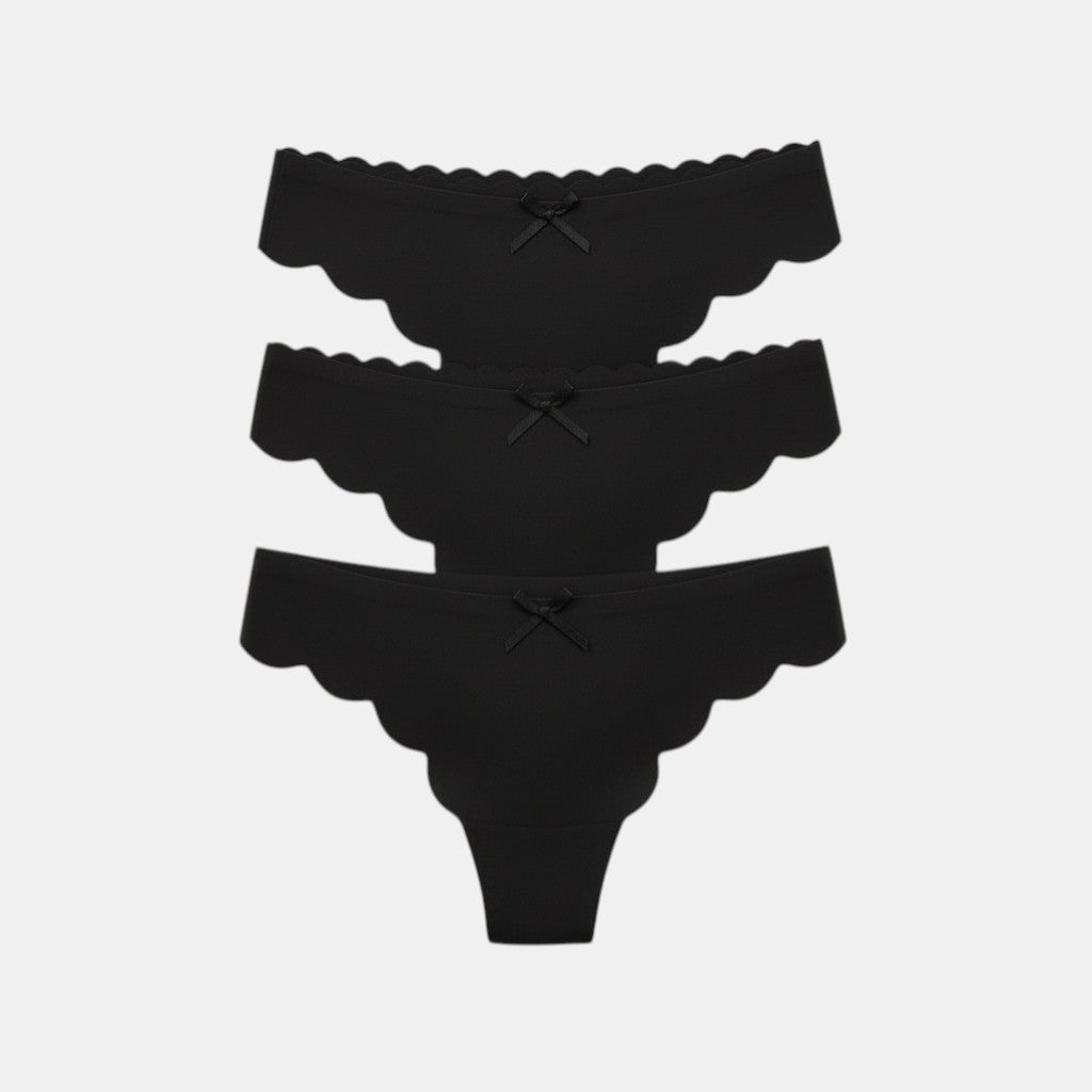 Women's Seamless Thong Underwear 12-Pack - Black