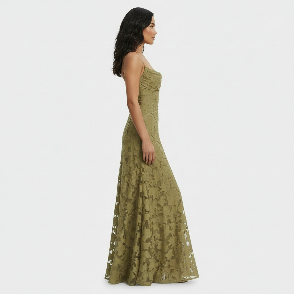 Women's Floral Open-Back Maxi Party Dress