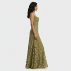 Women's Floral Open-Back Maxi Party Dress