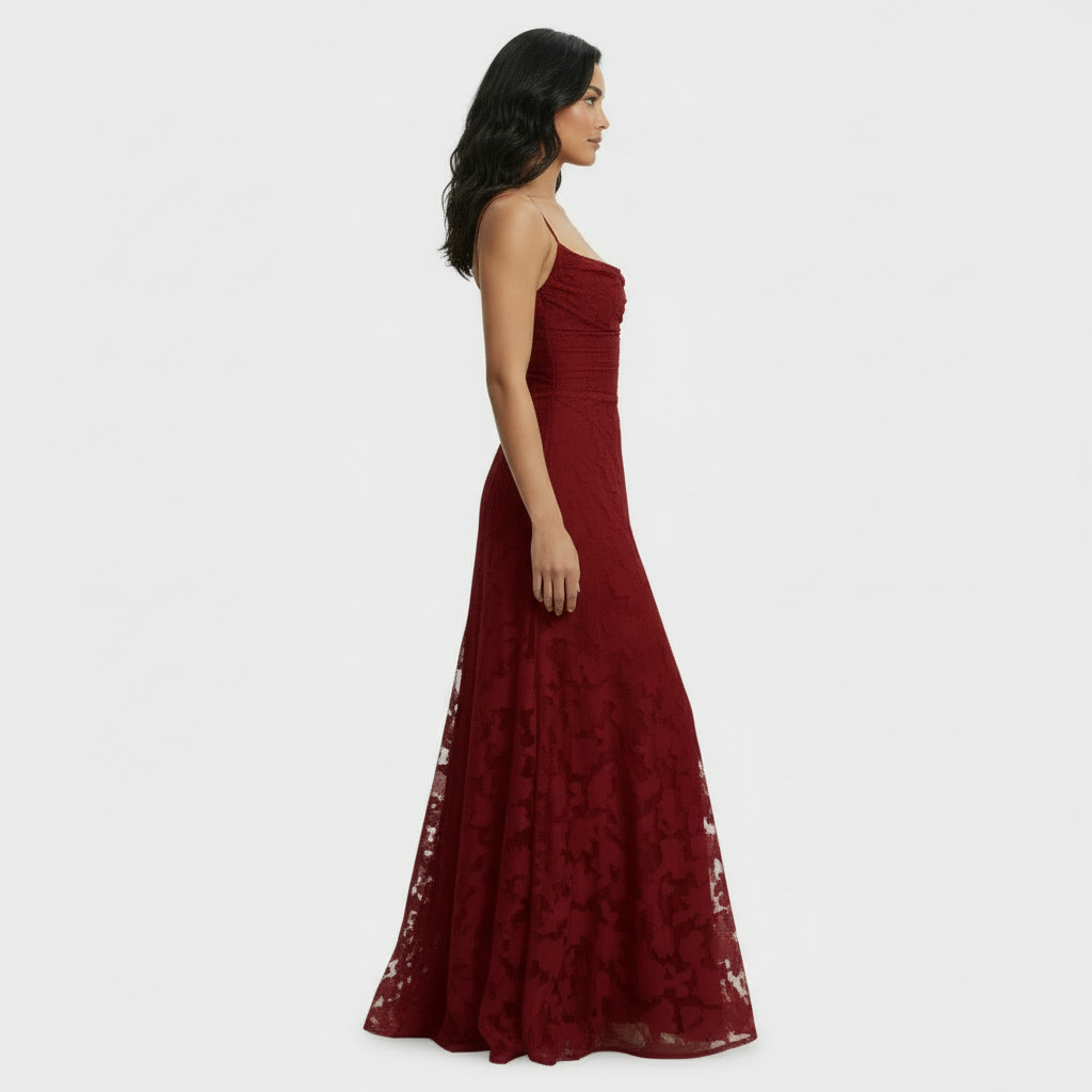 Women's Floral Open-Back Maxi Party Dress