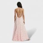 Women's Floral Open-Back Maxi Party Dress