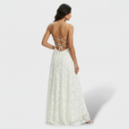 Women's Floral Open-Back Maxi Party Dress