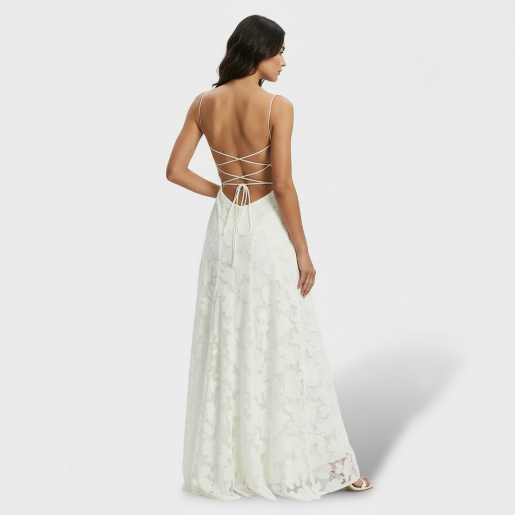 Women's Floral Open-Back Maxi Party Dress