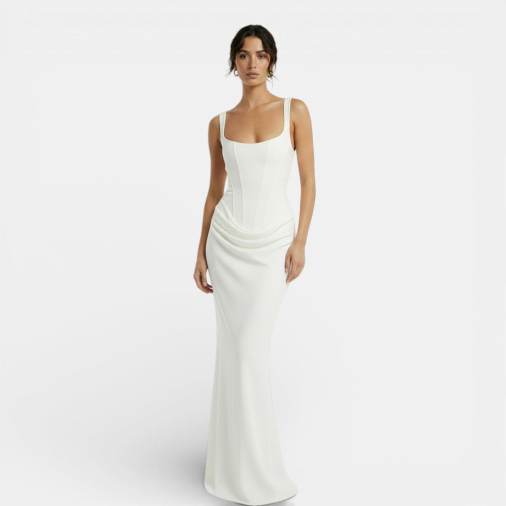 Women's Fitted Open-Back Dress - White