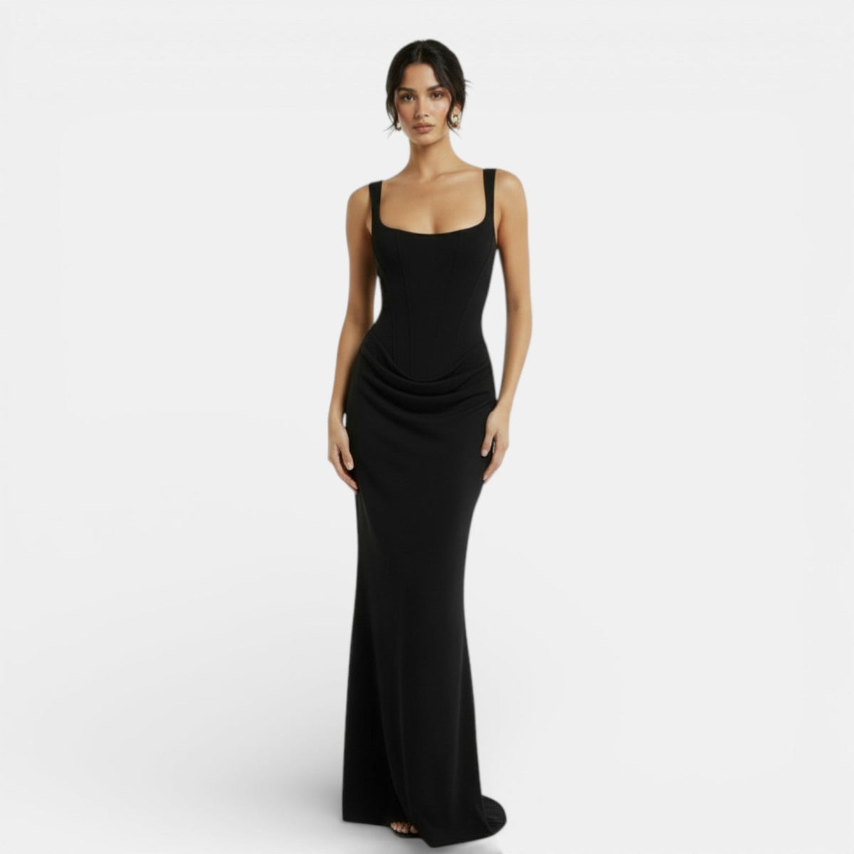 Women's Fitted Open-Back Dress - Black