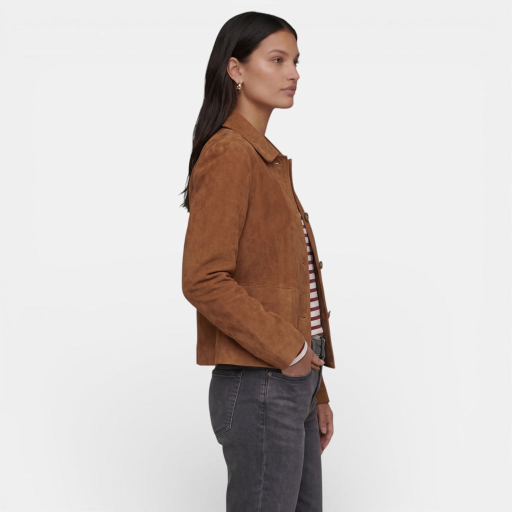 Women's Brown Suede Jacket for Fall