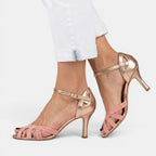 Women's Comfortable Heeled Sandals - Pink