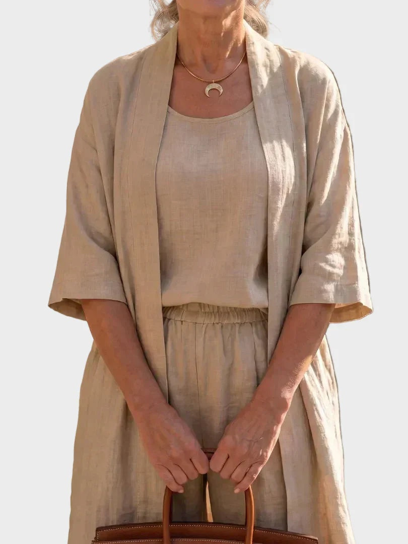 Women's Relaxed Fit Three-Piece Linen Set