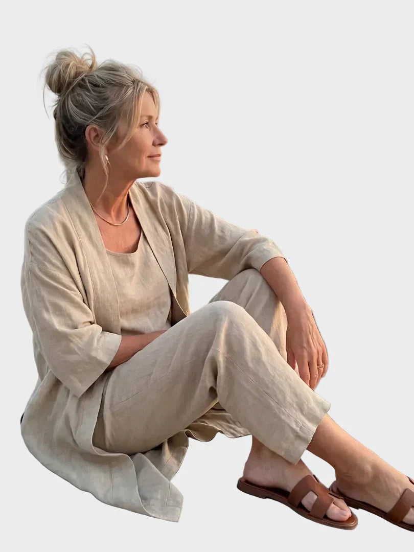 Women's Relaxed Fit Three-Piece Linen Set