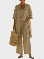 Women's Relaxed Fit Three-Piece Linen Set