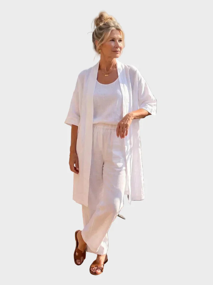 Women's Relaxed Fit Three-Piece Linen Set