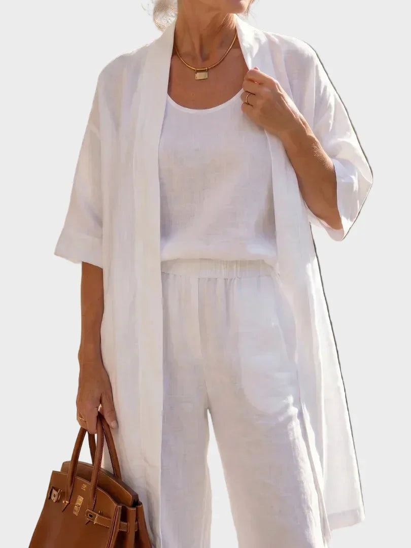 Women's Relaxed Fit Three-Piece Linen Set