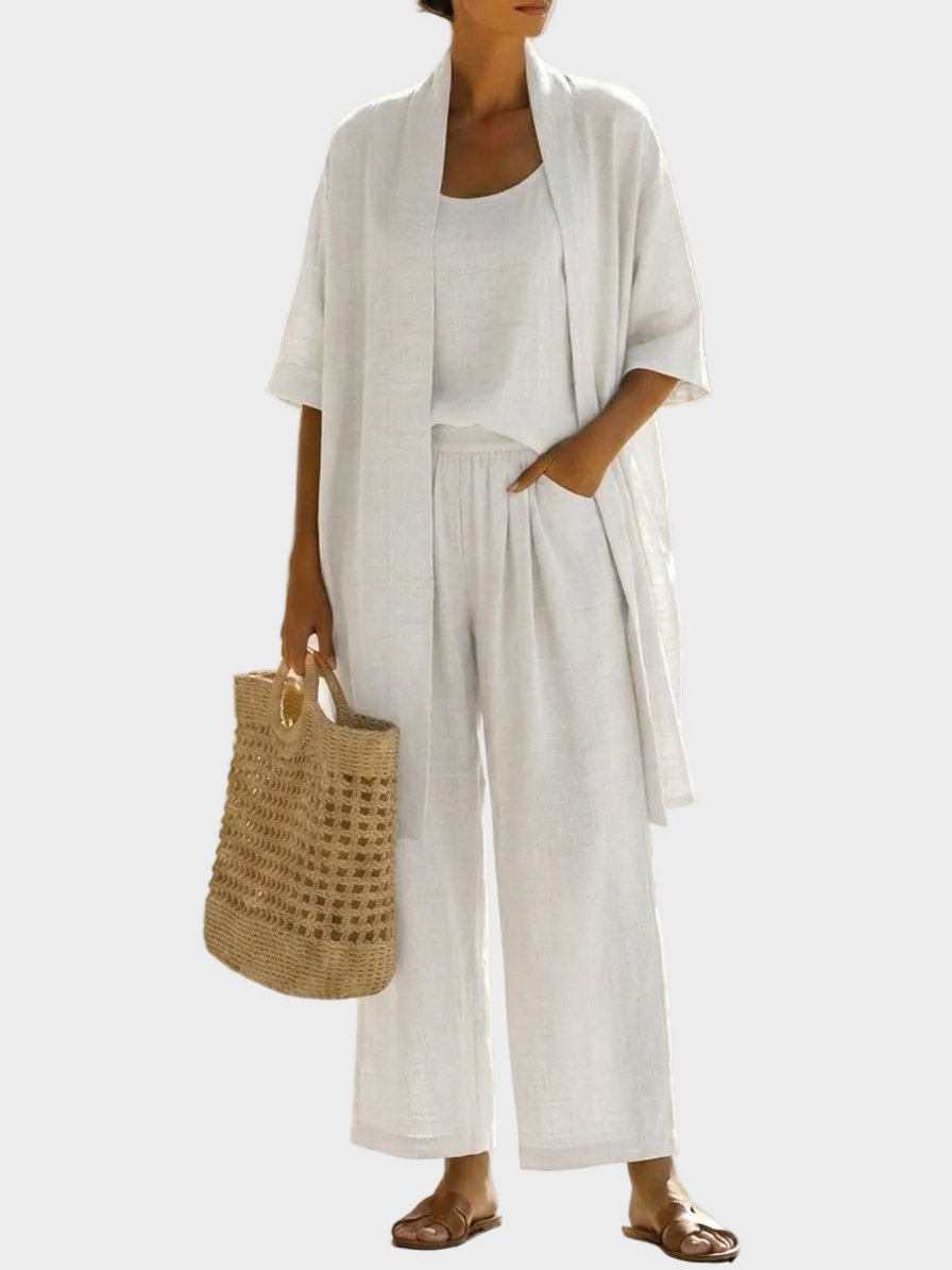 Women's Relaxed Fit Three-Piece Linen Set