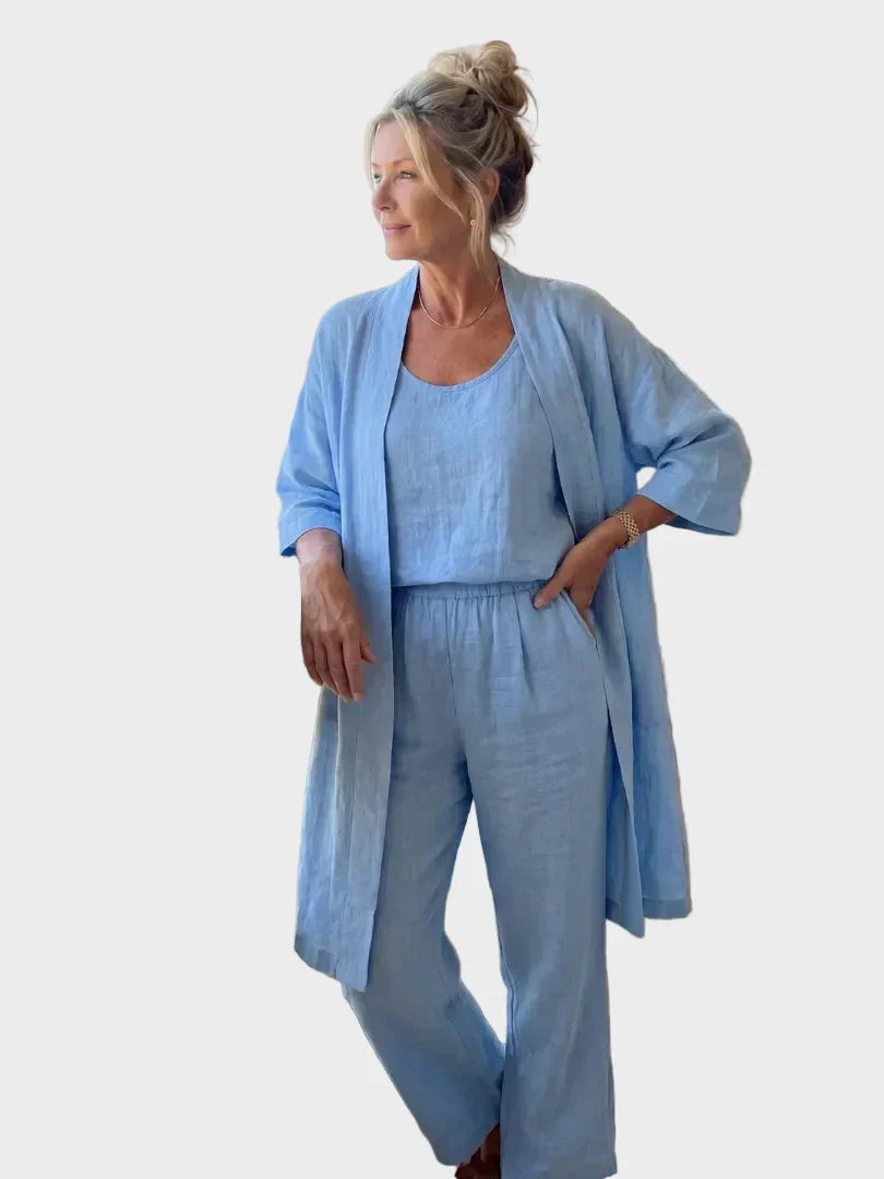 Women's Relaxed Fit Three-Piece Linen Set