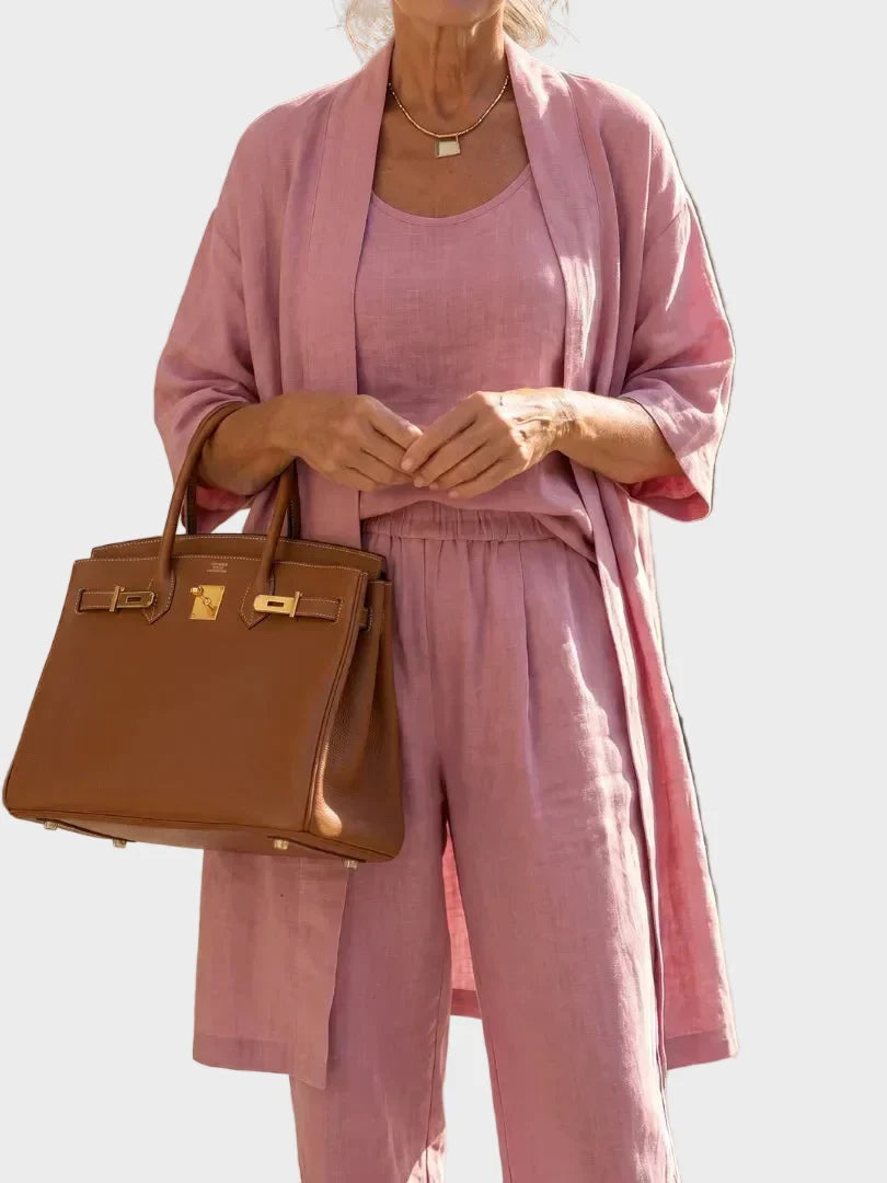 Women's Relaxed Fit Three-Piece Linen Set