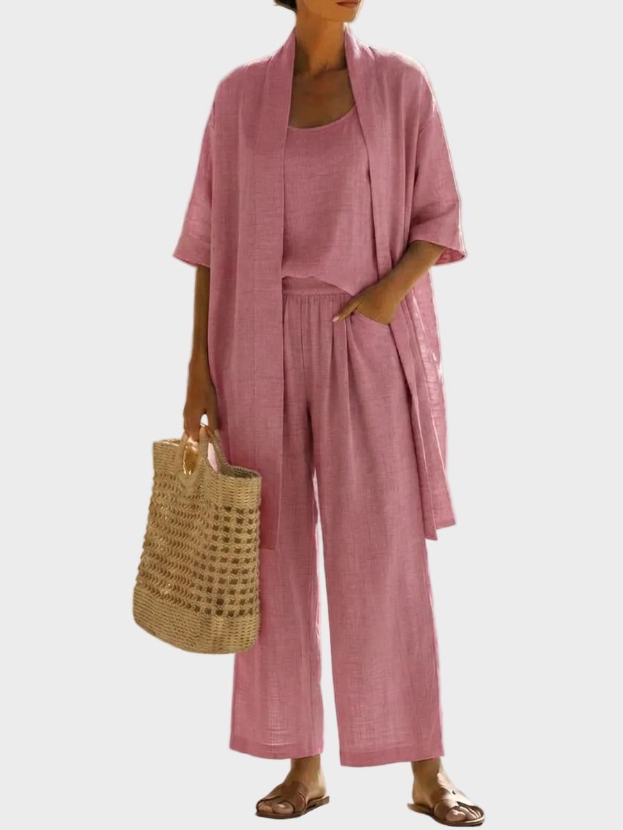 Women's Relaxed Fit Three-Piece Linen Set