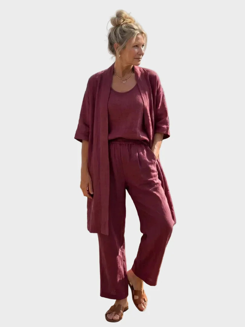 Women's Relaxed Fit Three-Piece Linen Set