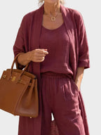 Women's Relaxed Fit Three-Piece Linen Set