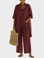 Women's Relaxed Fit Three-Piece Linen Set