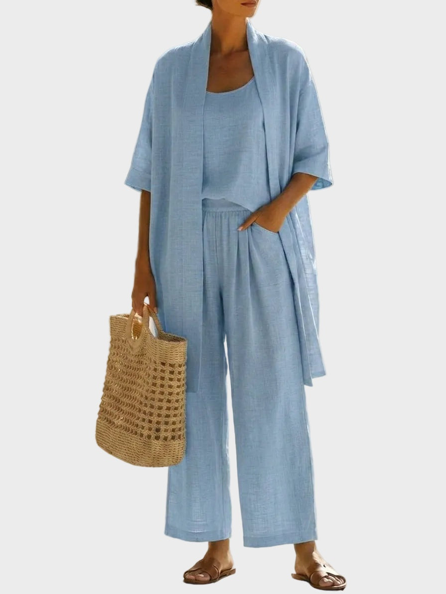 Women's Relaxed Fit Three-Piece Linen Set