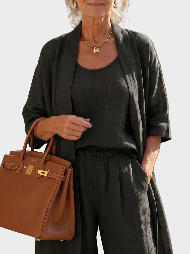 Women's Relaxed Fit Three-Piece Linen Set