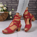 Women's Lace-Up Block Heel Sandals