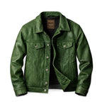 Men's Faux Leather Jacket with Retro Lapel