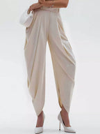 Women's High-Rise Flowy Wide-Leg Pants - Apricot