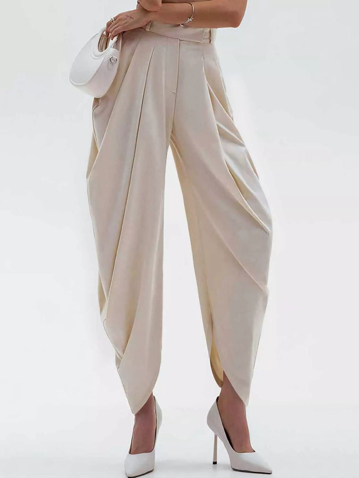Women's High-Rise Flowy Wide-Leg Pants - Apricot