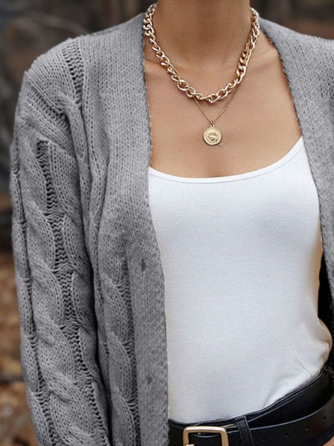 Women's Chunky Cable Knit Button-Up Cardigan
