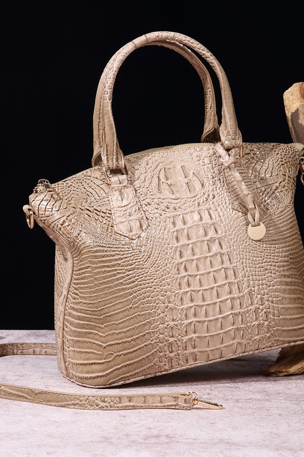 Women's Leather Handbag - Khaki