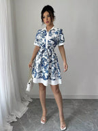 Women's Printed Button-Front Mini Dress