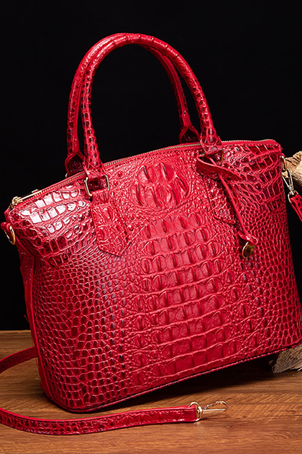 Women's Leather Handbag - Deep Red
