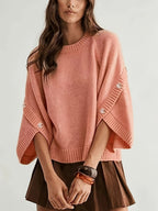 Women's Wool Crew Neck Sweater - Peach