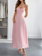 Women's Textured Sweetheart Neck Open-Back Dress