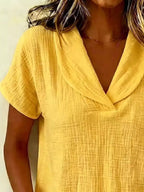 Women's Plus Size Casual Textured Short Sleeve Blouse