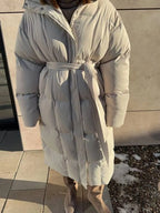 Women's Long Belted Puffer Coat