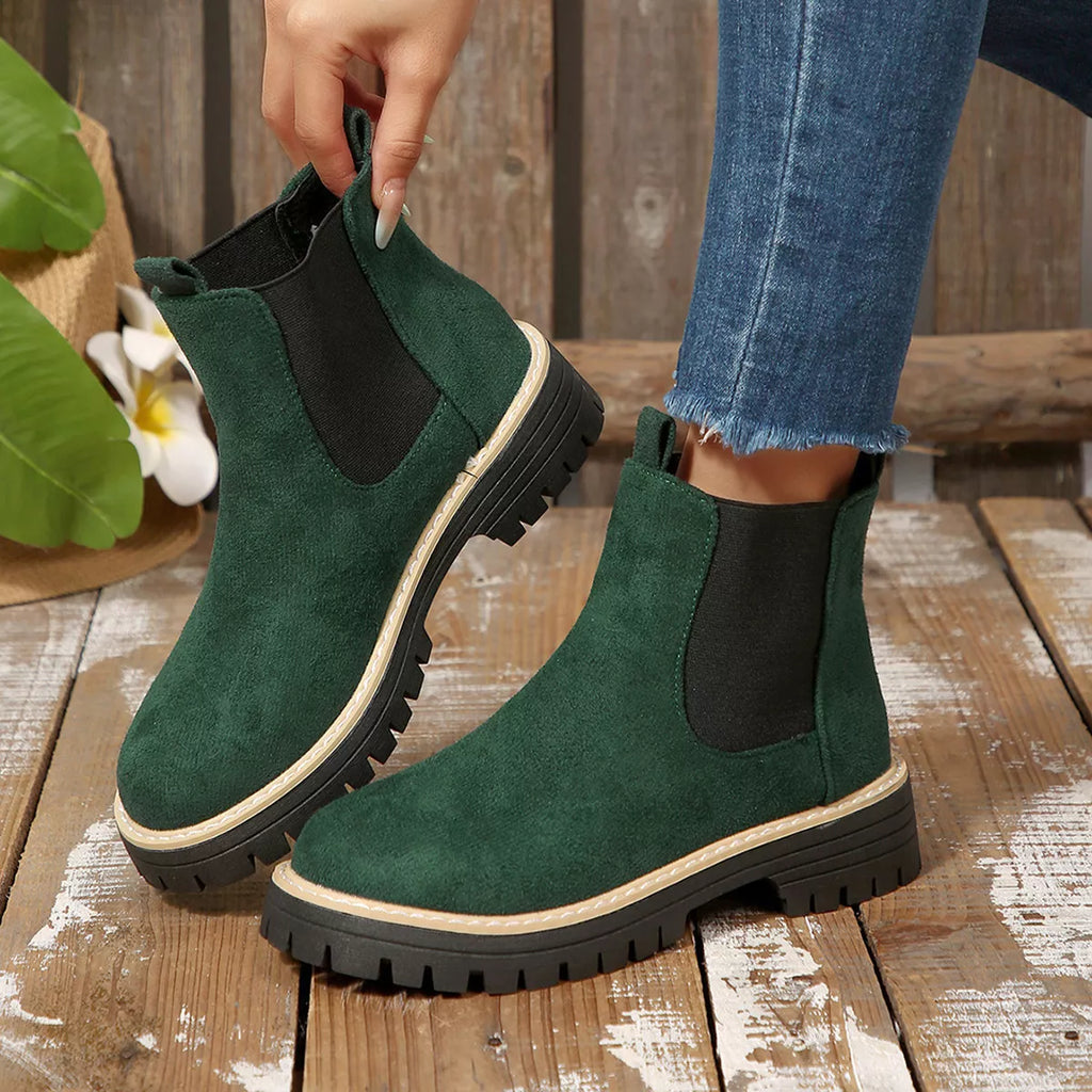 Women's Comfortable Block Heel Round Toe Ankle Boots for Fall and Winter