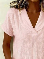 Women's Plus Size Casual Textured Short Sleeve Blouse