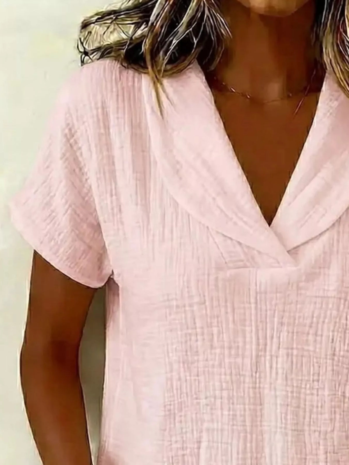 Women's Plus Size Casual Textured Short Sleeve Blouse