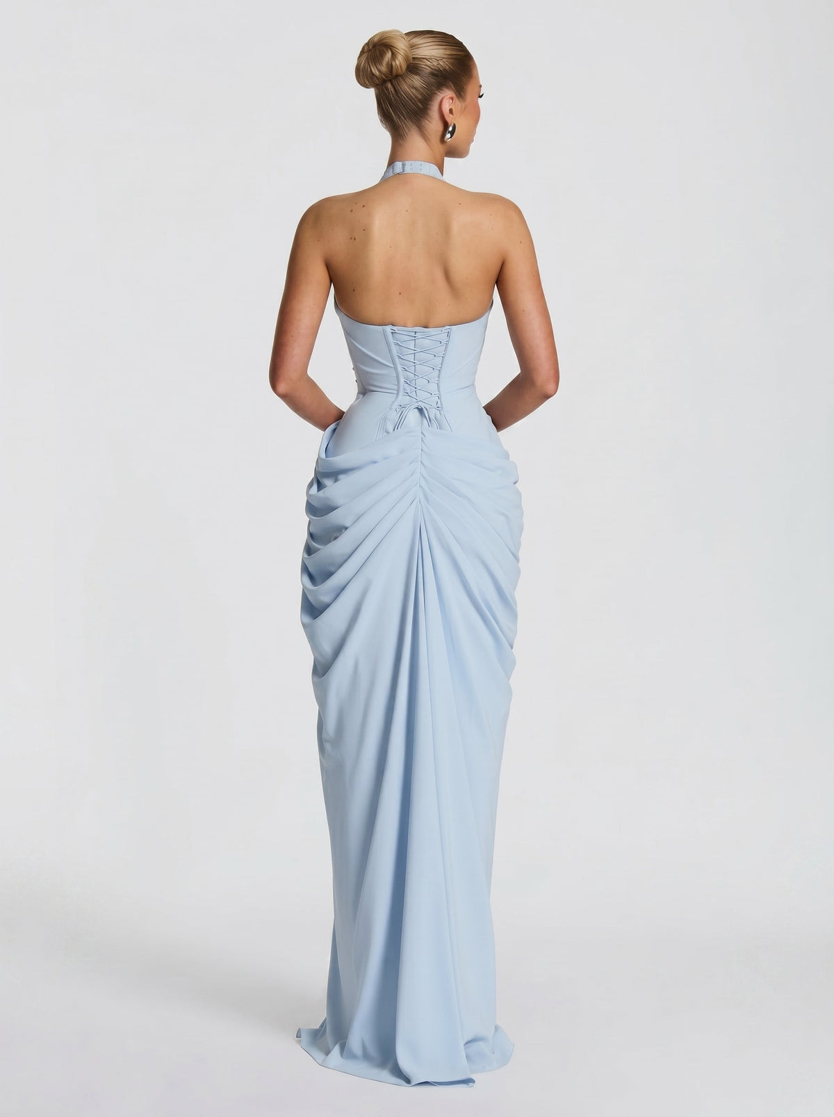 Women's Halter Neck Wedding Guest and Party Maxi Dress with Side Slit