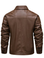 Men's Zip-Up Leather Moto Jacket