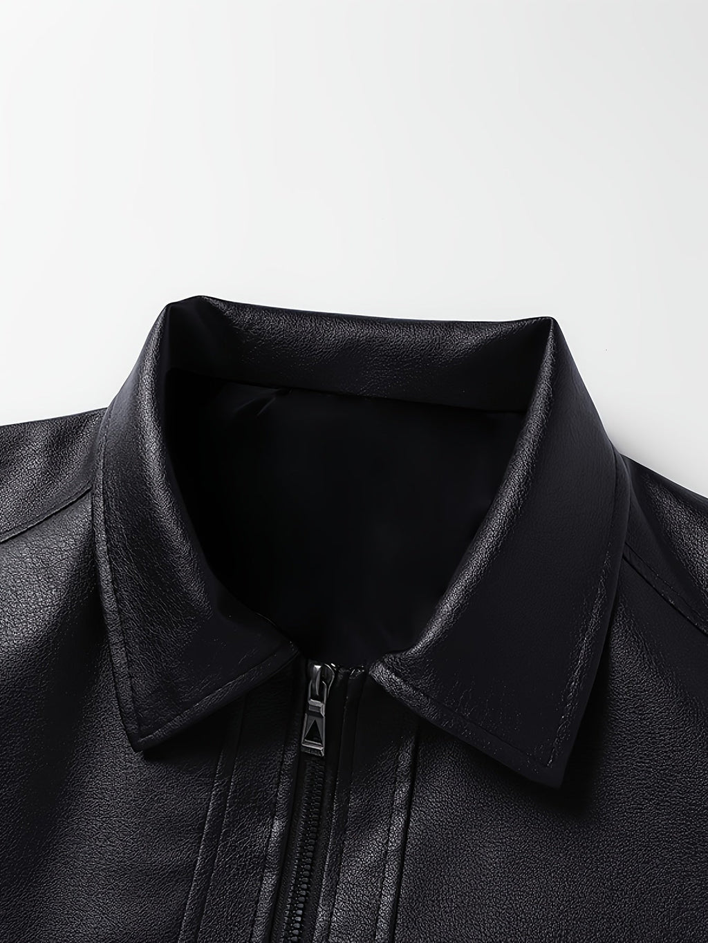 Men's Zip-Up Leather Moto Jacket