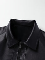 Men's Zip-Up Leather Moto Jacket